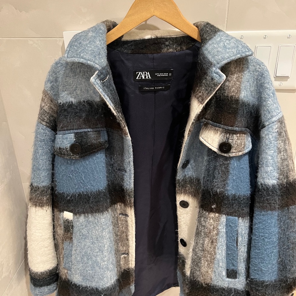Zara wool plaid coat